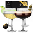 Load image into Gallery viewer, VEMACITY Handblown Coupe Cocktail Glasses Set of 2 or 4 – Crystal Espresso Martini Glasses, Champagne Saucers, Vintage Glassware Gift