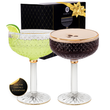 Load image into Gallery viewer, Luxury Coupe Cocktail Glasses Set of 2 or 4- Embossed Lounge Bar Quality Champagne Glasses/Champagne Saucers with Gold Detailing- Martini Glasses
