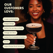 Load image into Gallery viewer, Woman holding espresso martini in vintage coupe cocktail glass with art deco design