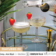 Load image into Gallery viewer, Prosecco being poured into vintage coupe cocktail glasses with gold rim, styled with strawberries