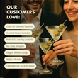 Load image into Gallery viewer, Friends toasting with Vemacity ribbed martini glasses; set highlights cocktail shaker included and giftable design.