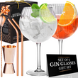Load image into Gallery viewer, Set of two Vemacity embossed crystal gin glasses with gold rim, luxury cocktail glassware for gin and tonic