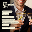 Load image into Gallery viewer, Two Vemacity stemless martini glasses with gold rims, filled with martinis and garnished with olives, held in a celebratory toast.