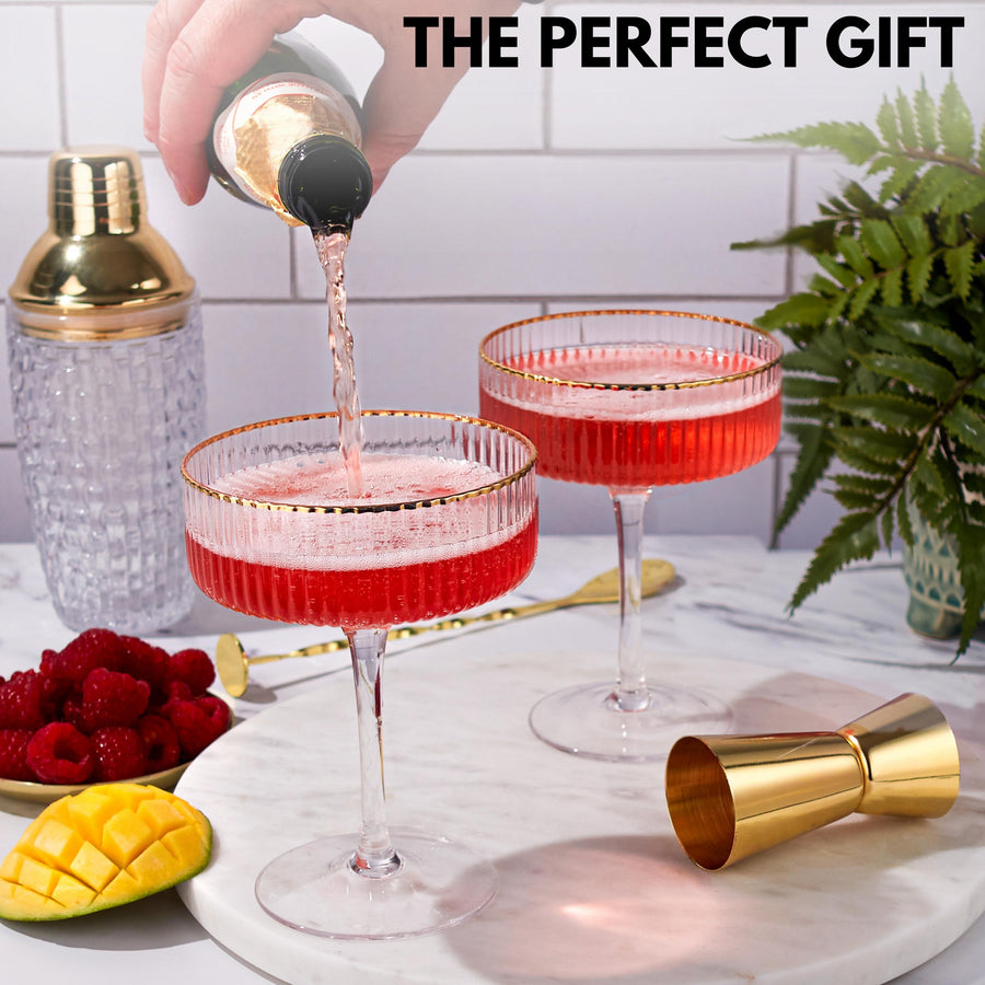 Ribbed Martini Glass - Gold