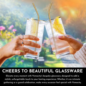 Ribbed Highball Glasses With Gold Accessories