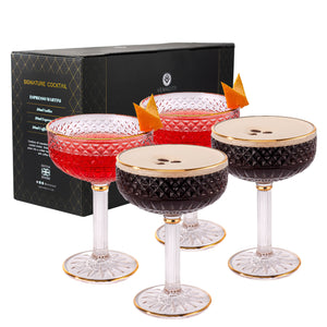 Luxury Embossed Coupe Cocktail Glasses Set of 2