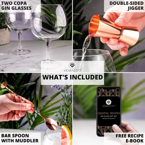 Handmade Copa Gin Glasses with Premium Bar Accessories - Vemacity