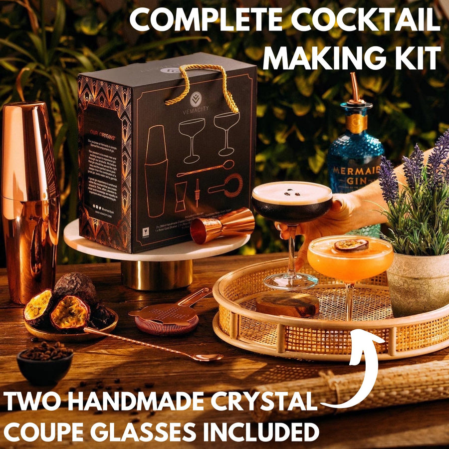 Cocktail Shaker Set W/ 2 X Handmade Glasses. Cocktail Shaker