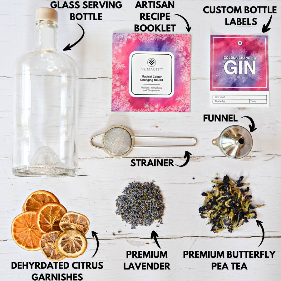 Ultimate Colour Changing Gin Kit  Coloured Gin Making Set – Vemacity